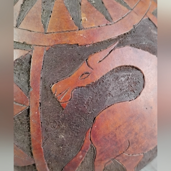 Vintage Maasai Hand Carved Gourd Giraffe Home Decor Kenya - Picture 7 of 13